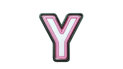 3D Letter Y with Pink and Black Layers