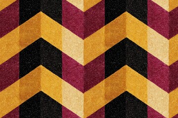 Glittery Chevron Pattern with Gold Maroon and Black Color Shiny Sparkling Zigzag Design Abstract Geometric Background with Festive Elegant Look and Grainy Texture