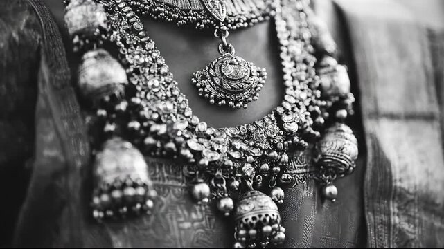 Intricate silver jewelry showcases cultural elegance and craftsmanship.