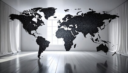 World Map Art in Modern Room - Global Perspective.