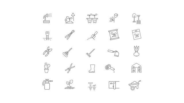Gardening Tools Icons. video
