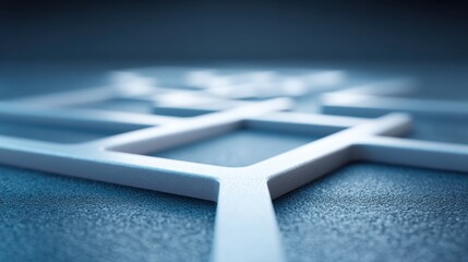 Abstract geometric pattern with intersecting lines on a textured surface, showcasing modern design concepts, depth, and visual interest in blue tones