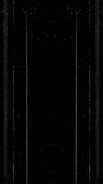 Abstract vintage film scratch texture overlay. Black background with white dust noise and vertical lines animation.4K vertical video	