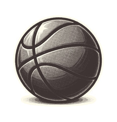 Vintage Basketball Halftone Illustration isolated on transparent background, Generative AI