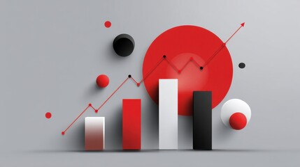 Abstract geometric design featuring colorful shapes and an upward trend line representing growth and success in a modern business environment