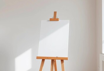 Blank white canvas on easel, ready for painting, painting, product display