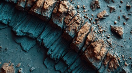 Eroded Rock Texture With Deep Blue and Brown Hues Showcasing Natural Stone Fractures and Surface Details Under Natural Light Abstract Background