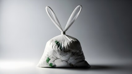 Obraz premium A white drawstring bag with green and red designs on a plain background