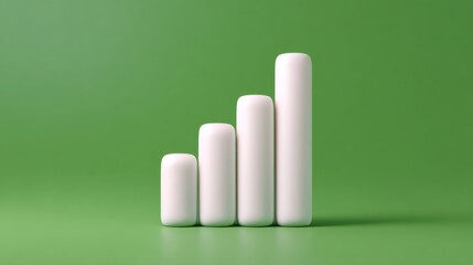 Modern Minimalist White Bar Graph with Smooth Curves Representing Growth on a Vibrant Green Background for Business and Marketing Concepts