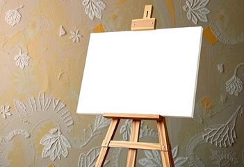 Blank white canvas on an easel, ready for painting, illustration, white