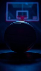 Intense shadows embrace a stylized basketball, textures amplified under dramatic lighting, hinting at victory's struggle, basketball,  macro