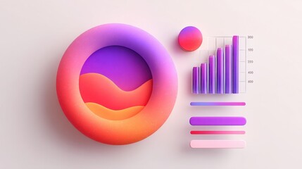 Abstract 3D Shapes in Soft Gradients with Smooth Curves and Graph Elements for Modern Design Aesthetics and Creative Visualization Concepts