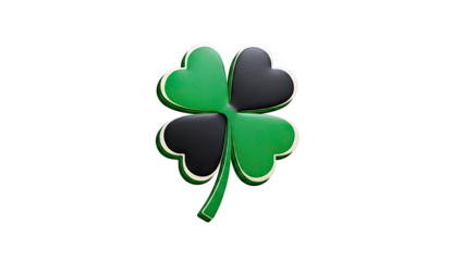 Four-Leaf Clover with Green and Black Petals
