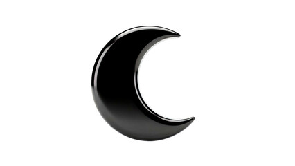 Glossy Black Crescent Moon Symbol