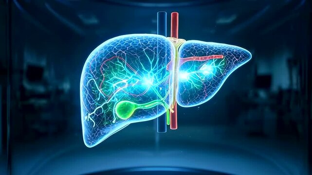 Operating room display of liver vasculature for transplantation, Surgeons utilize detailed vascular mapping during preoperative planning for effective transplant procedures
