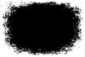 grunge texture frame with rough, distressed black edges surrounding a large blank white center. The border appears worn, splattered, and scratched, resembling ink smudges, paint erosion, and vintage.