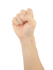 Human hand touch gesture on a white background showing a woman and a man palm and fingers reaching, holding, and clicking, gesture hand isolated