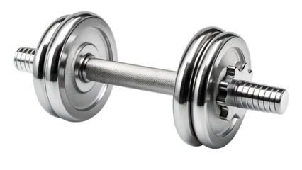 Heavy iron dumbbell isolated on a white background for fitness gym workout and bodybuilding weightlifting strength training exercise