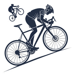 Naklejka premium Cyclists riding silhouettes