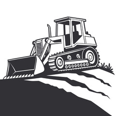 Construction bulldozer on a mound © Arisfa