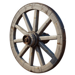 3D Rustic Vintage Wood Wagon Wheel Transparency