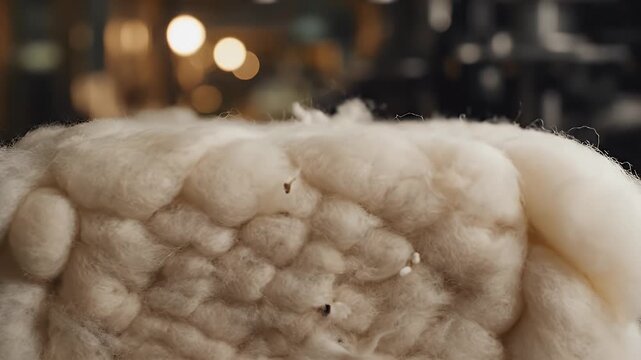 Macro Close Up of Air Jets Softly Pushing Loose Fiber Material with Silver Nozzles and Blurred Background Industrial