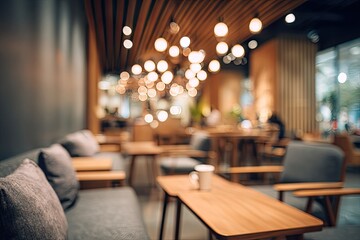 Cozy cafe interior with soft lighting and comfortable seating