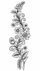 Elegant Floral Vine Design with Berries and Leaves.