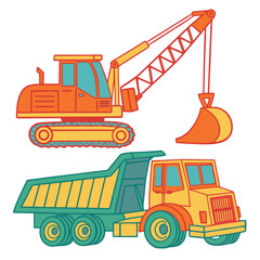 Construction vehicles illustration © boi