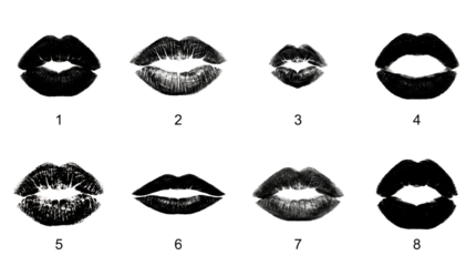 Lipstick Kisses Set with Smudge Marks Print Shapes and Makeup Cosmetic Smack Silhouette Graphic Design