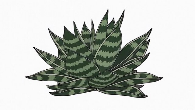 Close-up of a green striped succulent plant in rosette formation.