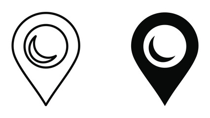 Map pin icon with crescent moon symbol © vdomarket