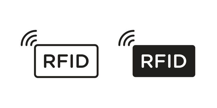 RFID icons for web design set in black stroke and solid style. EPS10