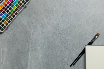 Clean Watercolor Painting Setup with Copy Space