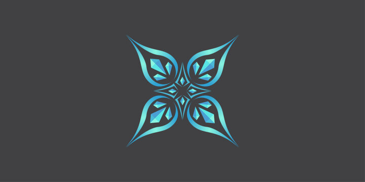 symmetrical blue crystal pattern shape