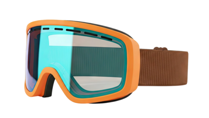 Orange and Teal Ski Goggles