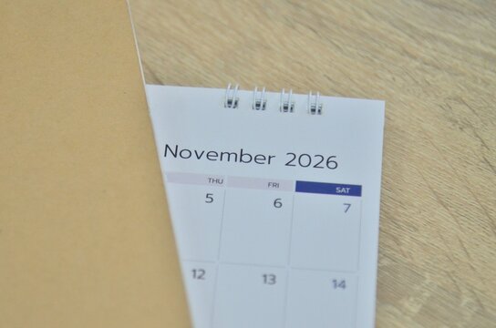 White calendar 2026 in planning concept.