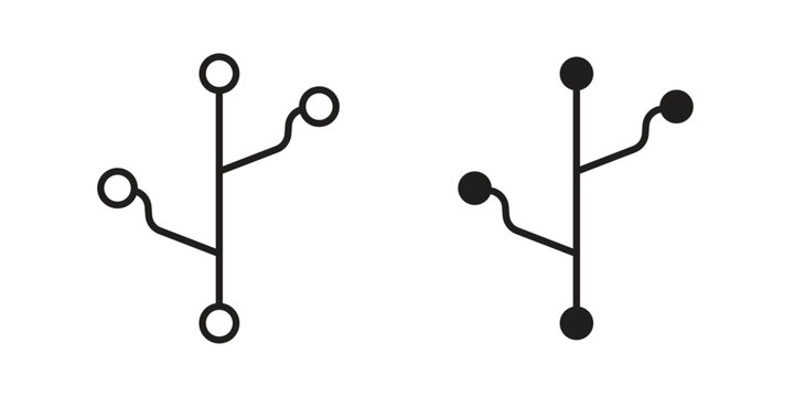 Version control icons for web design set in black stroke and solid style. EPS10