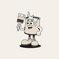 Obraz premium Retro cartoon paint can Vector illustration hand drawn