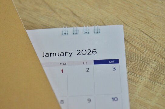 White calendar 2026 in planning concept.