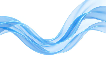 Ethereal Blue Waves Flowing on a White Background, Ideal for Abstract Design and Backgrounds