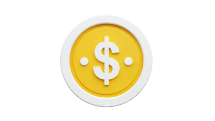 3D Render of a Golden Coin with Dollar Sign