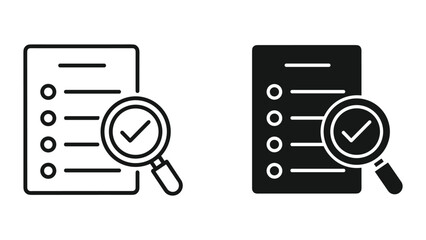 Checking list with magnifying glass icon in two style