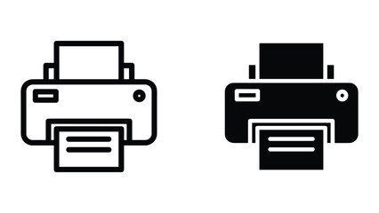 Printer icon set with paper output