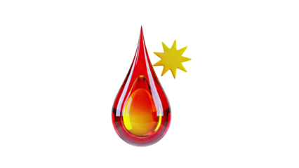 Red droplet with yellow star
