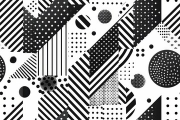 Abstract geometric pattern design in black and white. Seamless pattern.