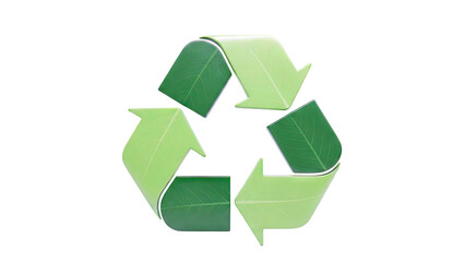 Obraz premium Green recycling symbol with leaf texture
