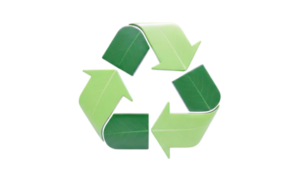 Green recycling symbol with leaf texture