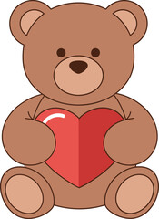 Fototapeta premium Brown Teddy Bear Holding a Red Heart stuffed animal