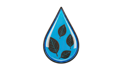 Blue water drop with leaves icon